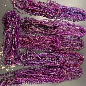 Mardi Gras Parade Vintage Purple Plastic Bead Necklaces Lot of 109. Assorted